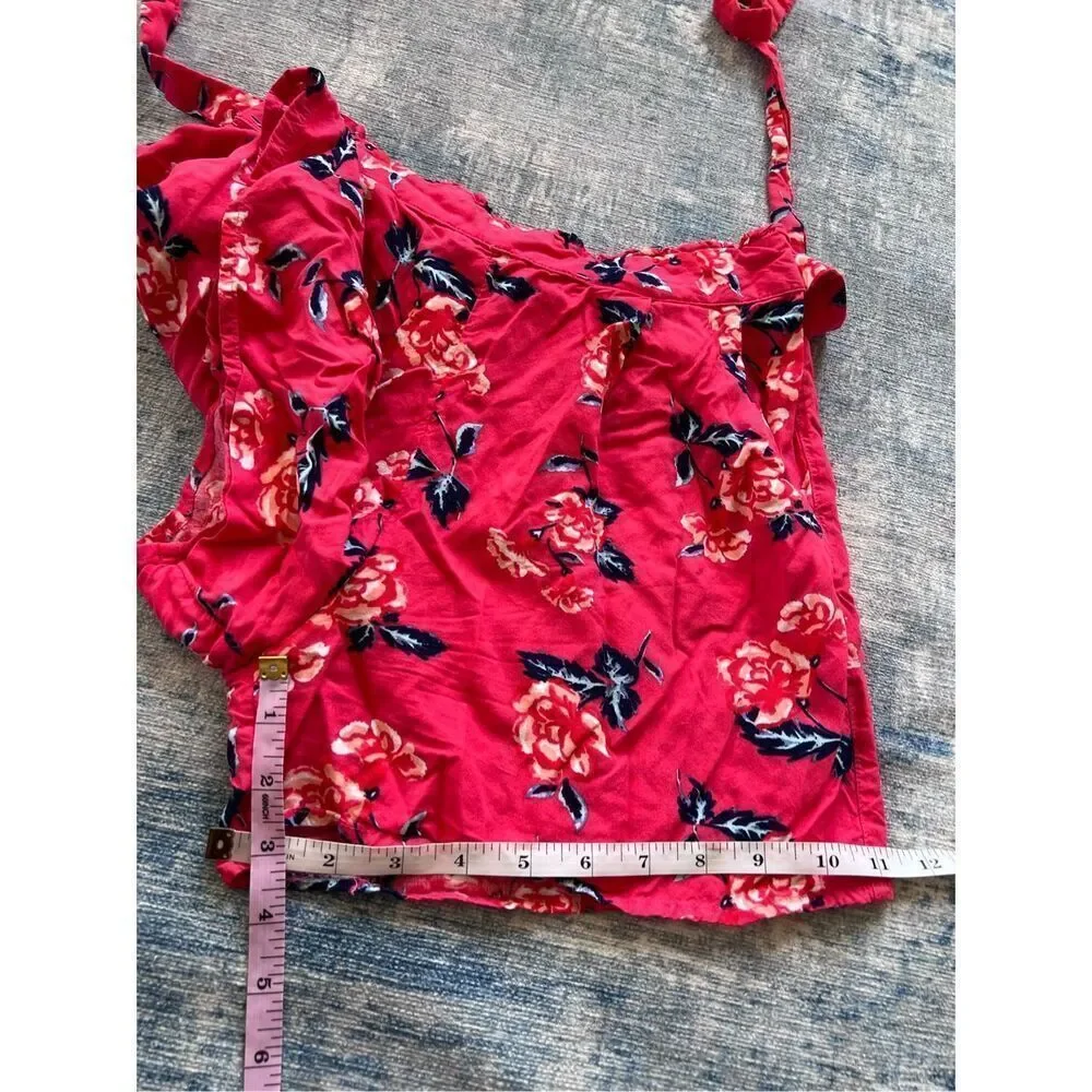 Justice Red Pink Floral Rose Shorts w Attached Belt Size 14 / 16